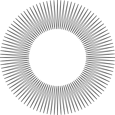 a shape with so many points that it looks like a ring with a wide hollow center