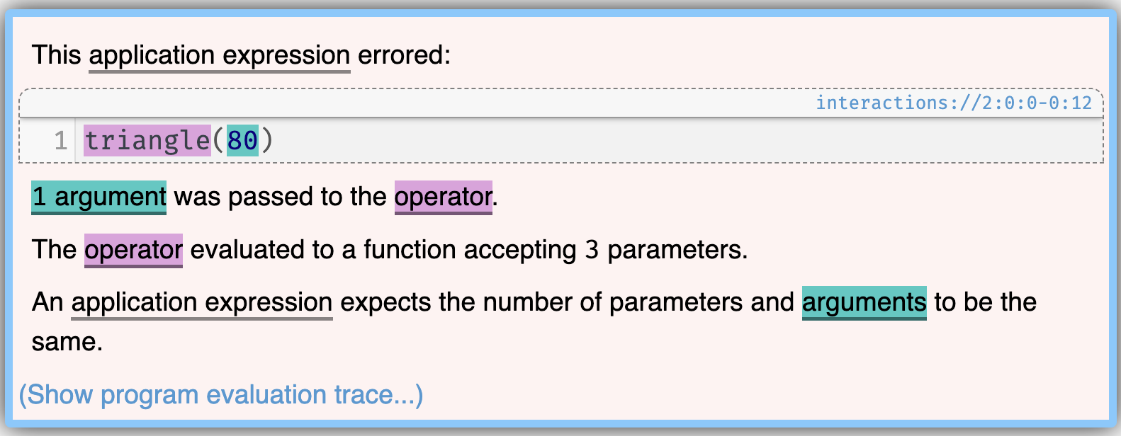 error message for triangle 80